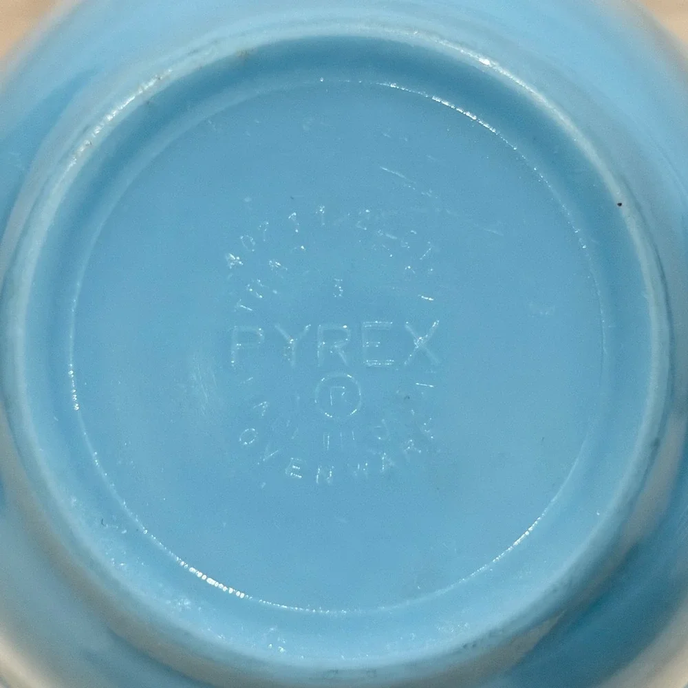 Vintage Pyrex Delphite Blue 401 402 Nesting Mixing Bowls Rare HTF Opal Glass Set